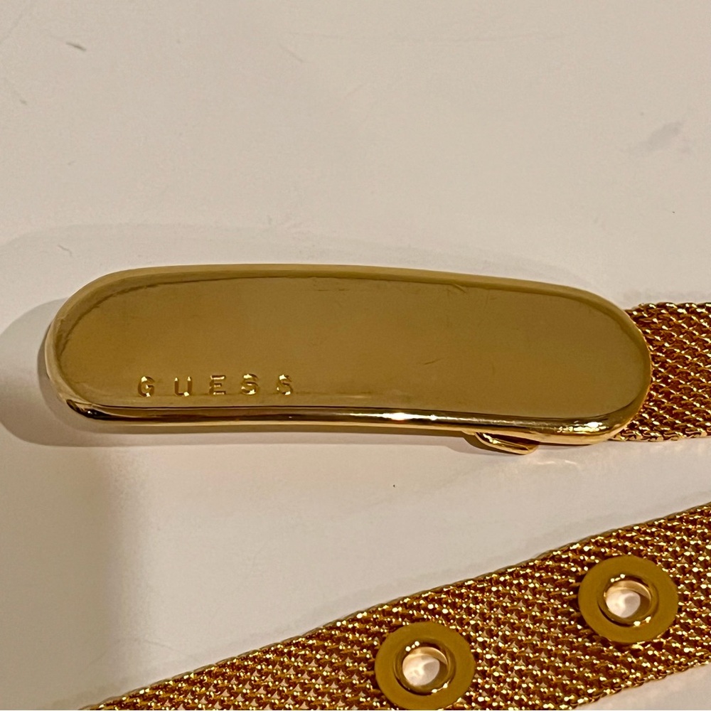 Vintage GUESS Gold-Tone Mesh Metal Belt Y2K Designer Chain Quiet Luxury Retro - Picture 13 of 13